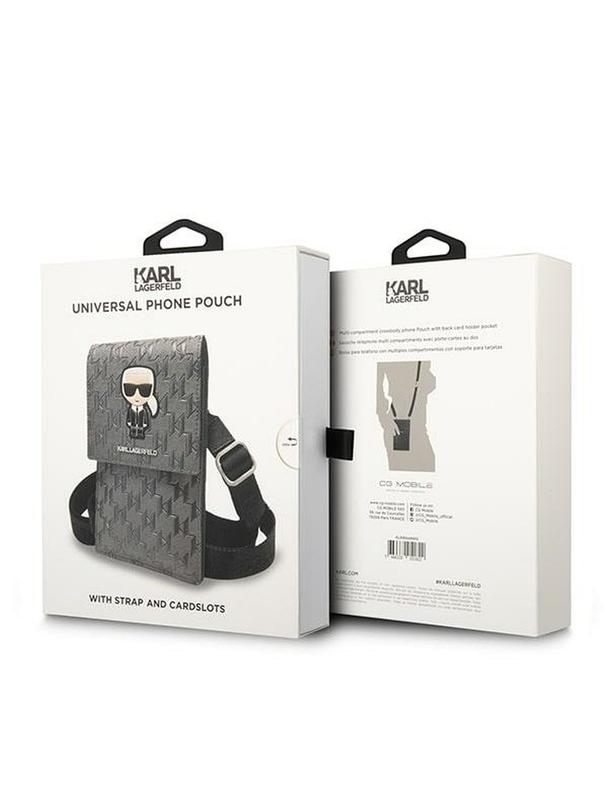 KARL LAGERFELD torebka uniwersalna na telefon KLWBSAMIPG (Monogram Ikonik Path) srebrny