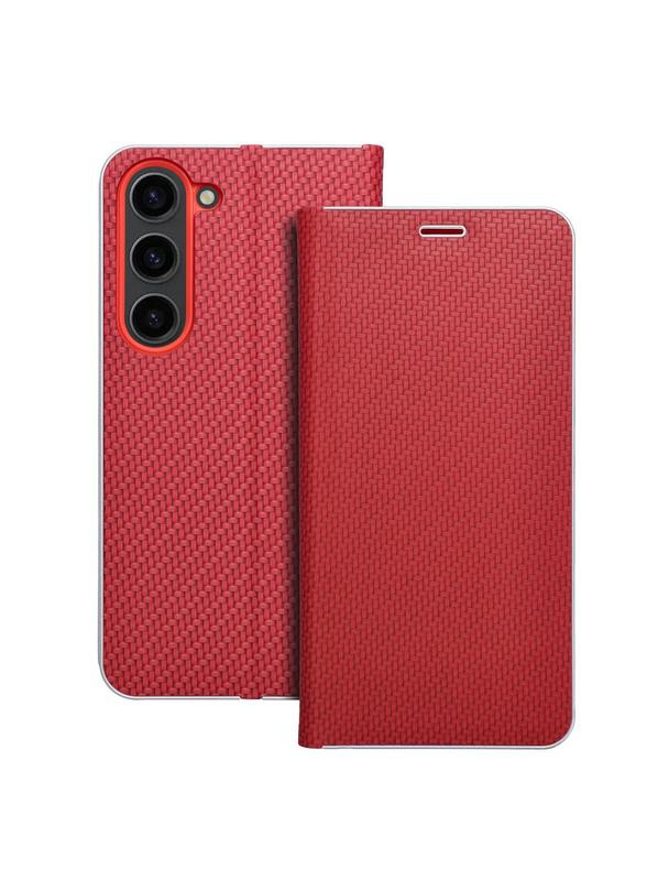Kabura LUNA Book Carbon do SAMSUNG S23 czerwony