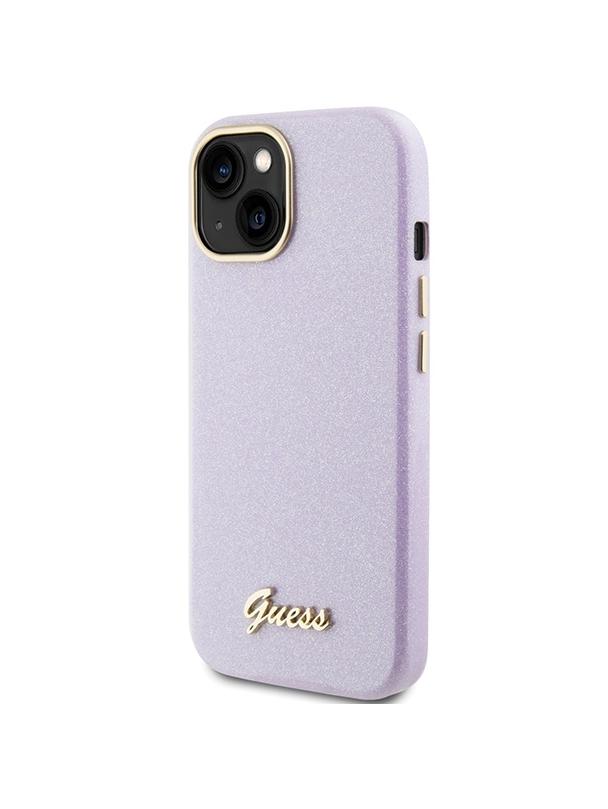 GUESS futerał do IPHONE 13 / 14 / 15 GUHCP15SPGMCSL (Glitter Glossy Script) liliowy