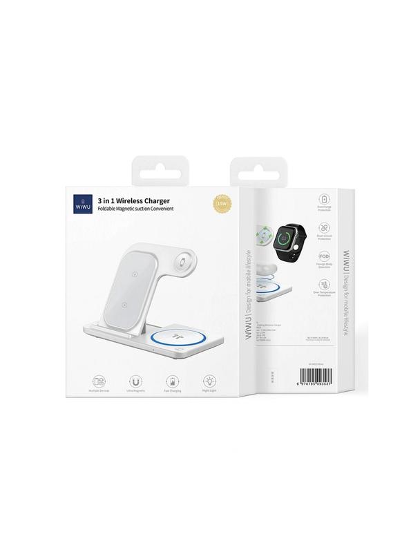 WiWU - Ładowarka bezprzewodowa składana 3w1 15W Wi-W020