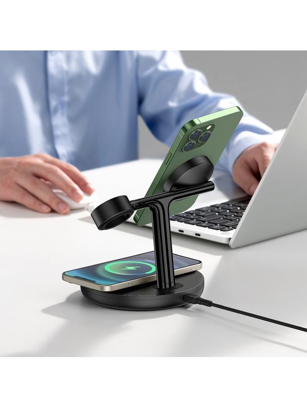 BASEUS ładowarka indukcyjna 3w1 kompatybilna z MagSafe 15W WXTE000101 czarna