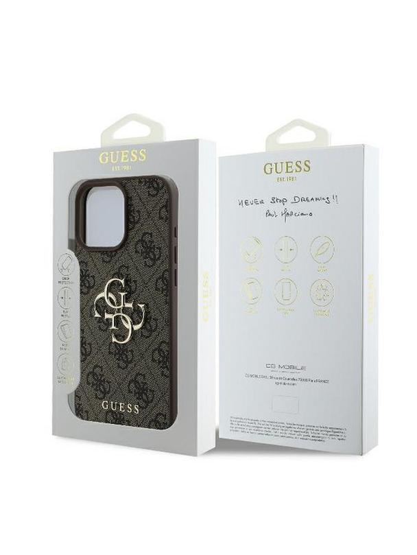 GUESS futerał do IPHONE 16 Pro Max GUHCP16X4GMGBR (4G PU Big Logo) brązowy