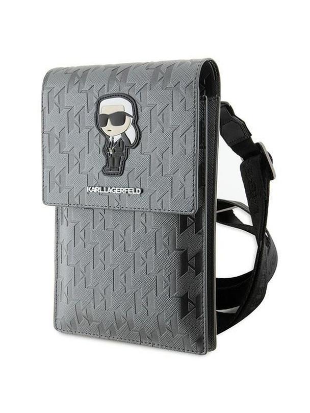 KARL LAGERFELD torebka uniwersalna na telefon KLWBSAKHPKG (Saffiano Mono Ikonik) srebrny