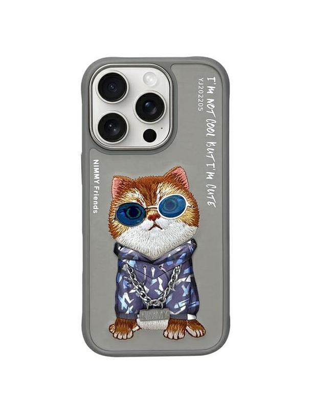 NIMMY futerał GLASSES COOL CAT do IPHONE 16 Pro Max szary