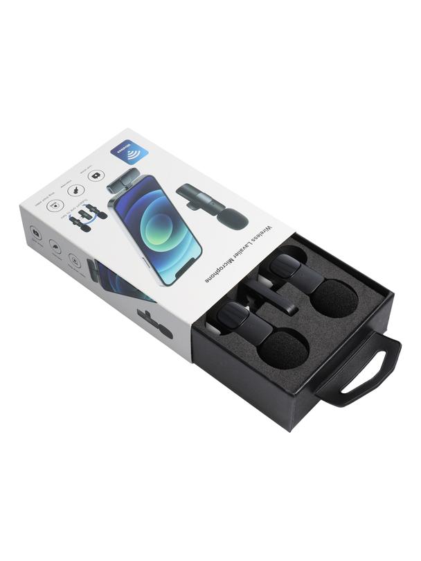 Mikrofon krawatowy bezprzewodowy Lightning podwójny (2 w zestawie) K1 czarny