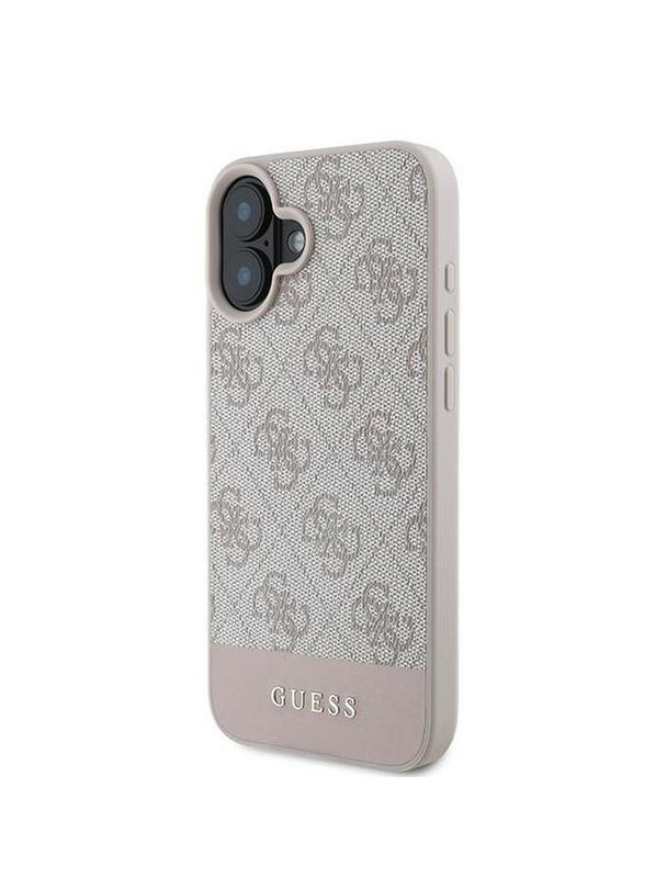 GUESS futerał do IPHONE 16 Plus GUHCP16MG4GLPI (4G PU Bottom Stripe) różowy