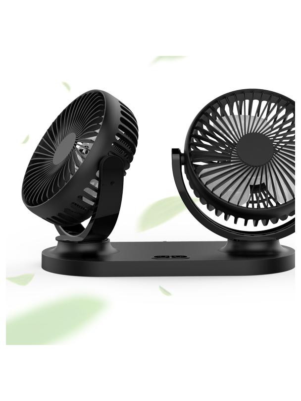 Wiatrak samochodowy podwójny zasialny z USB czarny