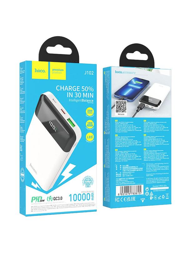 Powerbank Hoco 10000 mAh QC3.0 PD 3A 20W J102 biały
