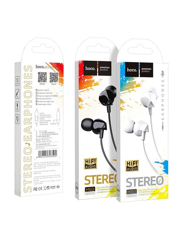 Słuchawki przewodowe douszne Jack 3,5 mm Hoco M60 białe