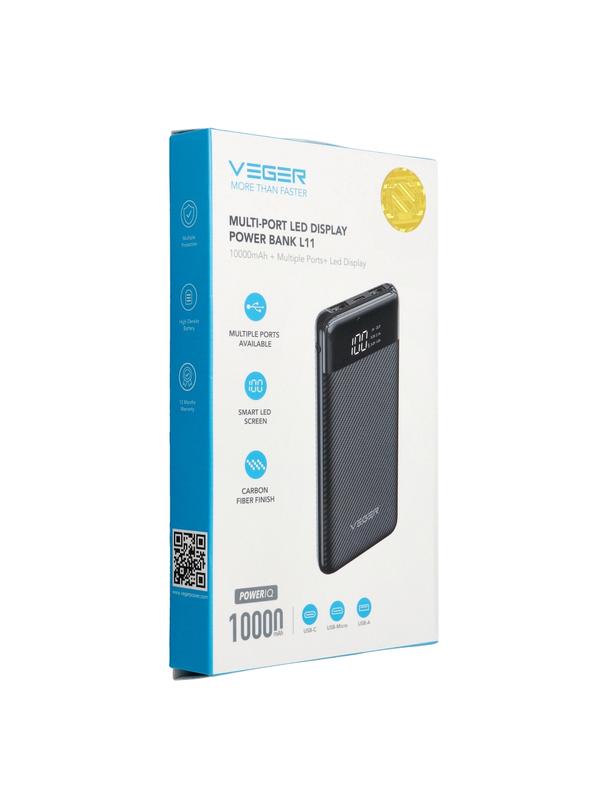 Powerbank Veger L11 (W1087) 10000 mAh czarny