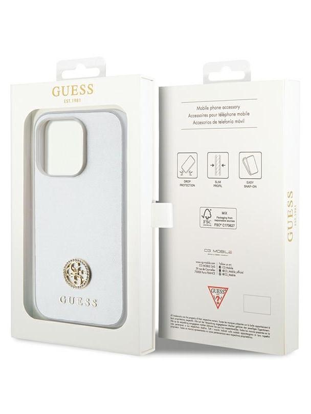 GUESS futerał do IPHONE 15 Pro GUHCP15LPS4DGPS (Strass Metal Logo) srebrny