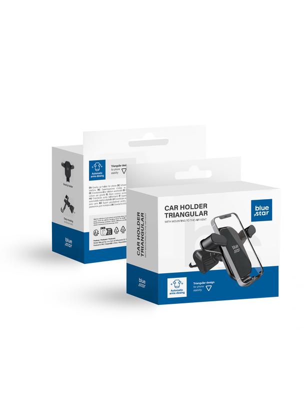 Uchwyt na telefon do samochodu grawitacyjny Blue Star Triangular do kratki czarny