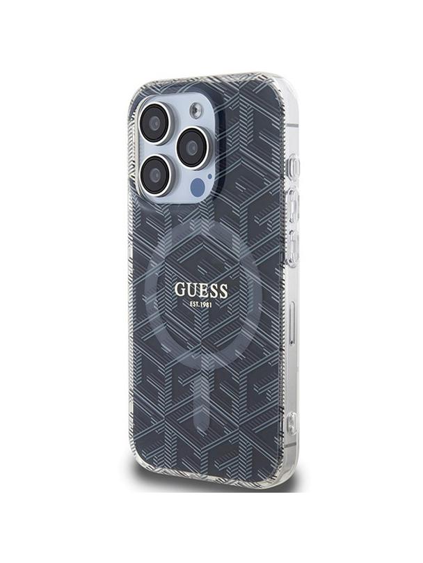 GUESS futerał do IPHONE 15 Pro Max kompatybilny z MagSafe GUHMP15XHGCUSTGK (IML GCUBE) czarny