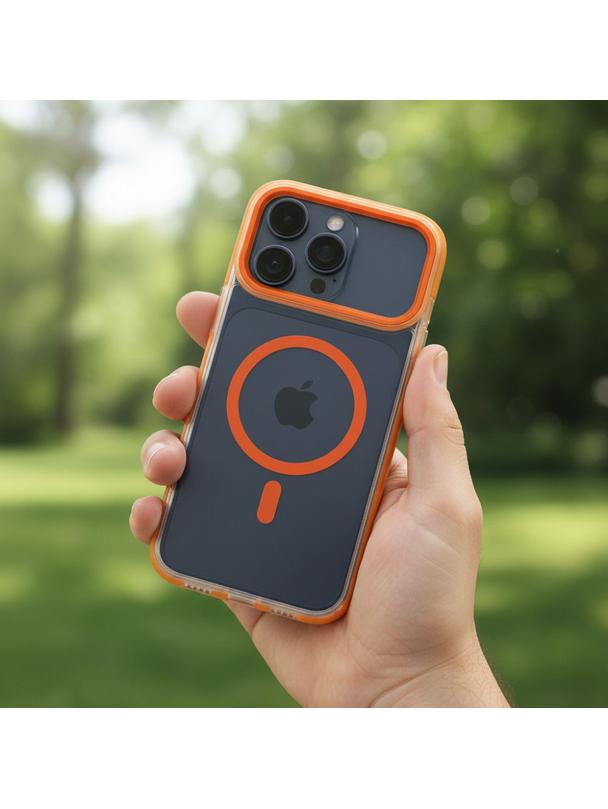 Futerał FRAME CLEAR HYBRID MAG COVER kompatybilny z MagSafe do IPHONE 17 Air pomarańczowy