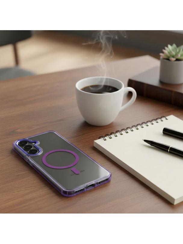 Futerał FRAME CLEAR HYBRID MAG COVER kompatybilny z MagSafe do SAMSUNG S26 fioletowy