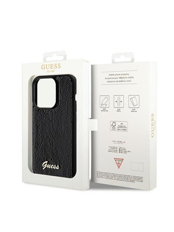 GUESS futerał do IPHONE 14 Pro GUHCP14LPSFDGSK (Sequin Script Metal) czarny