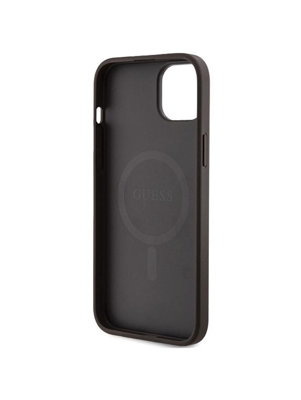 GUESS futerał do IPHONE 15 kompatybilny z MagSafe GUHMP15SG4GFRW (4G Ring classic logo) brązowy