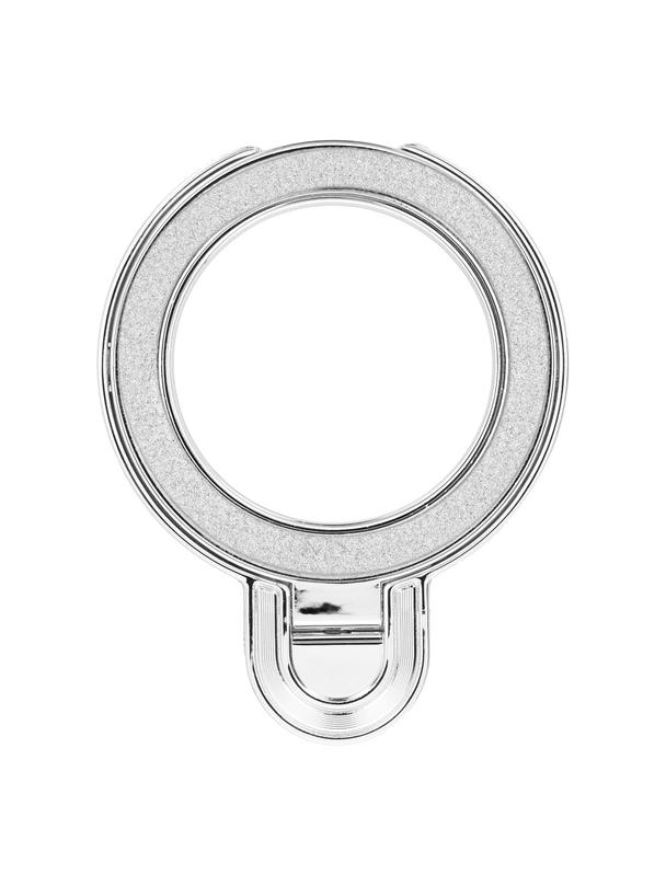 Stojak na telefon CIRCLE GLITTER - naklejany - srebrny