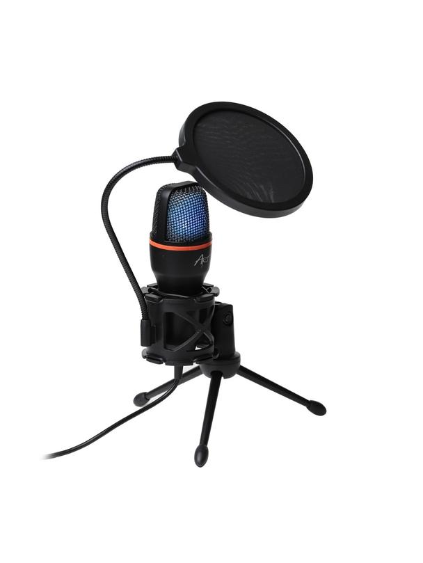 ART mikrofon pojemnościowy z membraną stojący podświetlany tripod AC-02 czarny