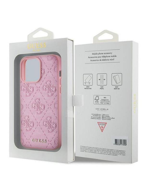 GUESS futerał do IPHONE 15 Pro GUHCP15LP4EPMP (Quilted 4G Classic) różowy