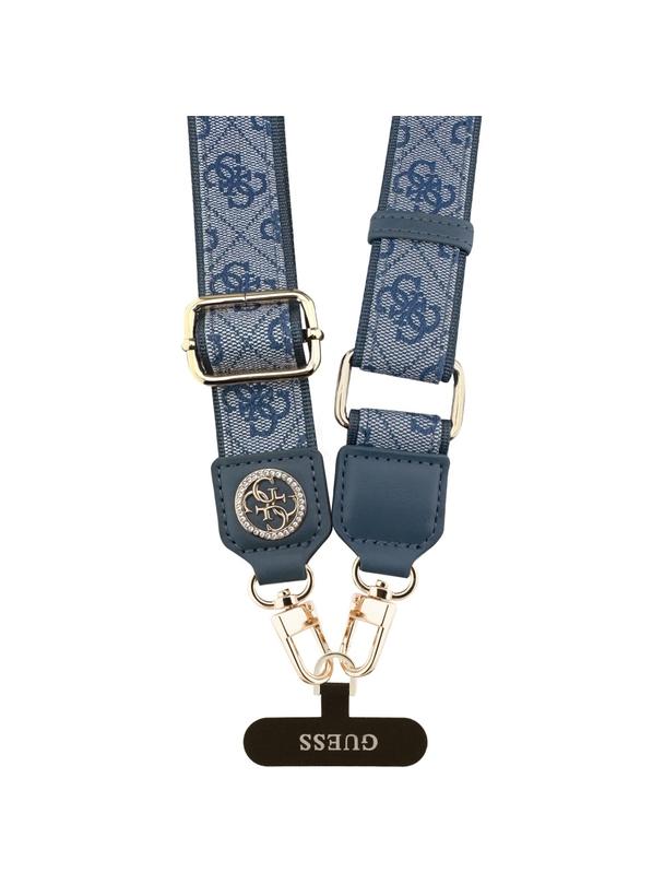 GUESS uniwesalny pasek GUUCNP4DGMB (4G PU Strap Tether Patch Strass Metal Logo) niebieski