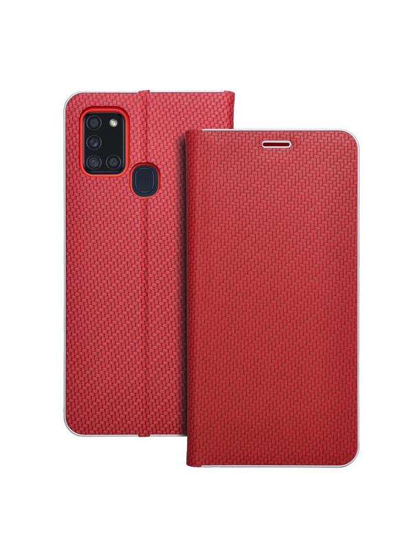 Kabura LUNA Book Carbon do SAMSUNG A21s czerwony