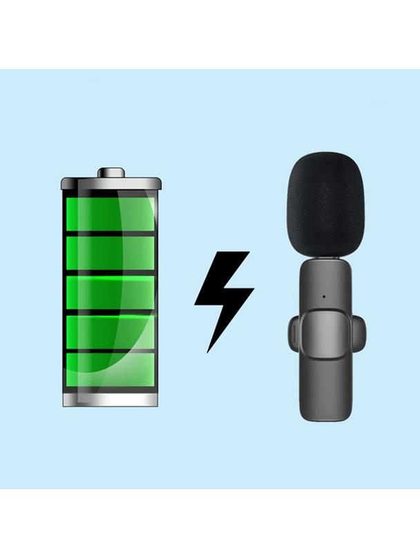 Mikrofon krawatowy bezprzewodowy Lightning podwójny (2 w zestawie) K1 czarny