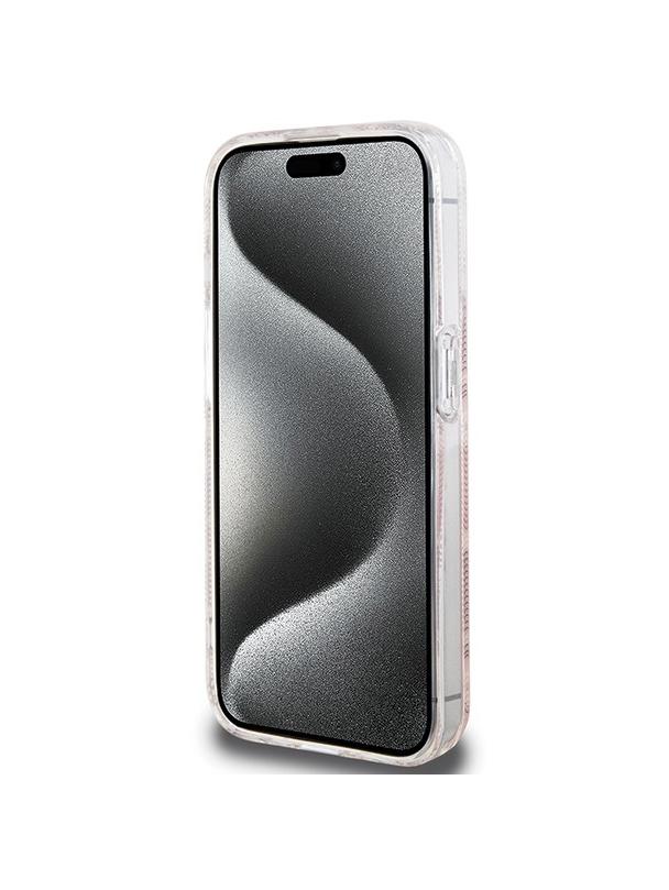 GUESS futerał do IPHONE 15 Pro kompatybilny z MagSafe GUHMP15LHGCUSTGP (IML GCUBE) różowy