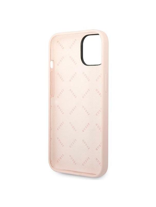 GUESS futerał do IPHONE 13 / 14 / 15 GUHCP14SSLTGP (Silicone Triangle) różowy
