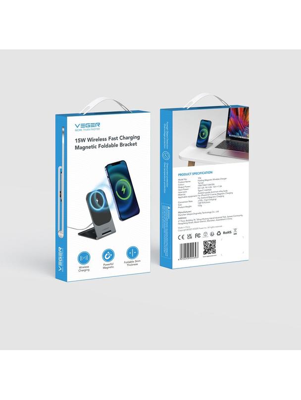 Ładowarka indukcyjna Veger kompatybilna z MagSafe 2A 15W Y56 czarna