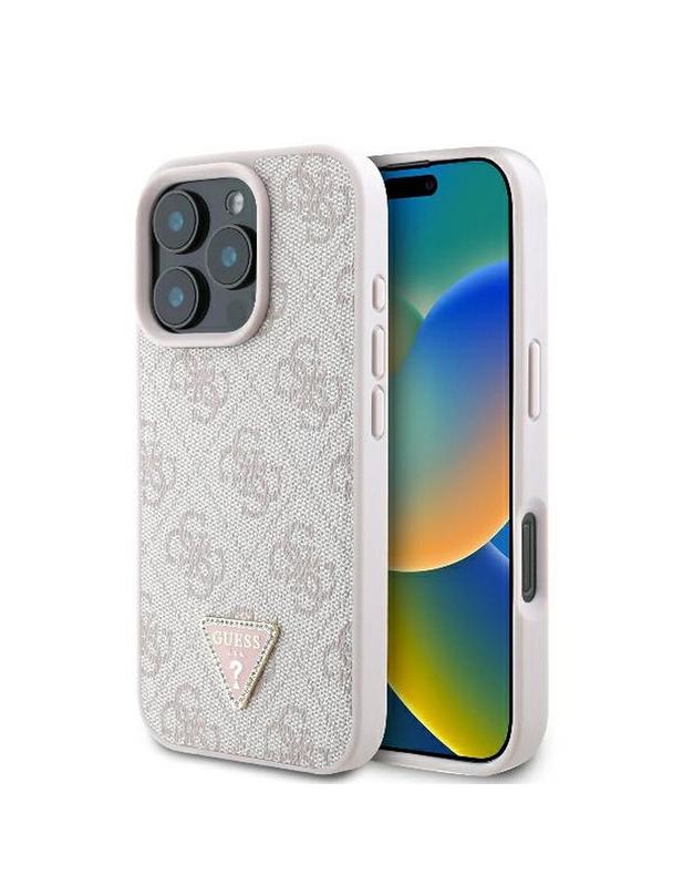 GUESS futerał do IPHONE 16 Pro Max GUHCP16XP4TDPP (PU Leather 4G Triangle Strass) różowy