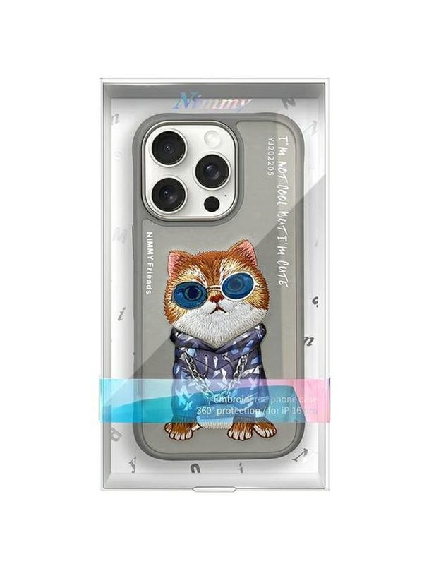 NIMMY futerał GLASSES COOL CAT do IPHONE 16 Pro Max szary