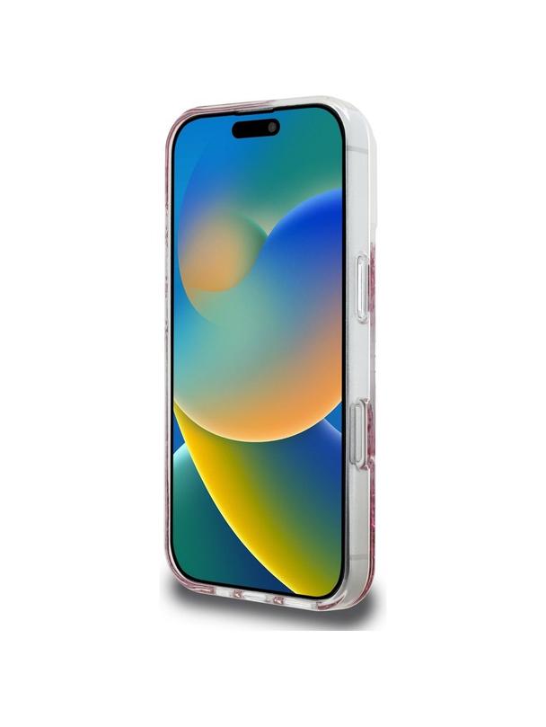 GUESS futerał do IPHONE 16 Pro kompatybilny z MagSafe GUHMP16LRGRGEP (Resin Bottom Glitter) różowy