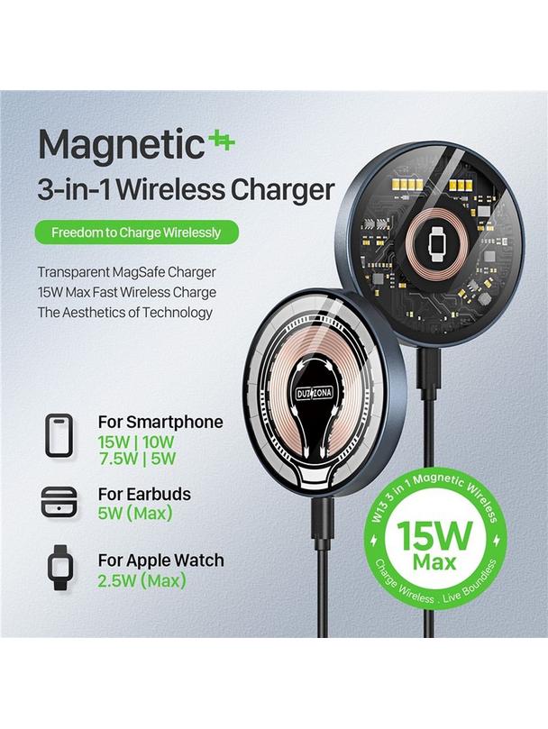 DUZZONA W13 - ładowarka indukcyjna kompatybilna z MagSafe 15W czarna