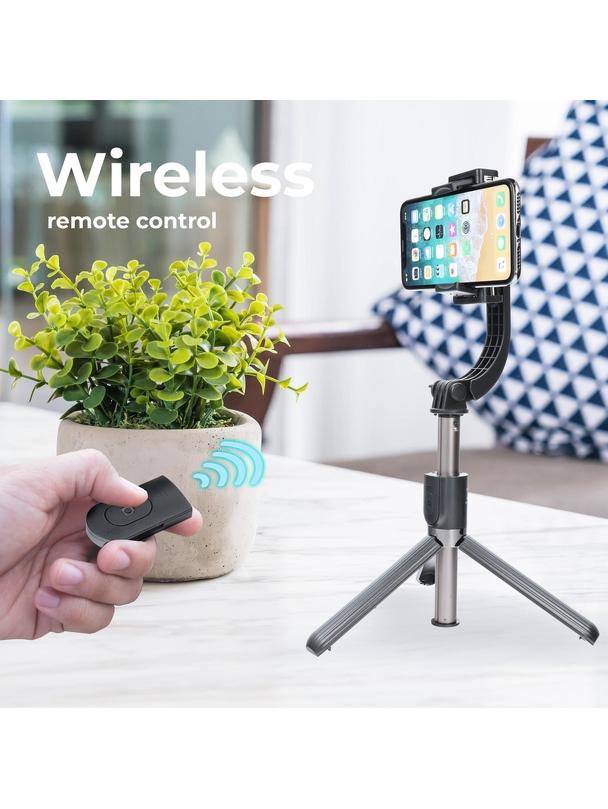 Uchwyt selfie z pilotem bezprzewodowym tripod ze stabilizatorem GIMBAL SSTR-L08 czarny