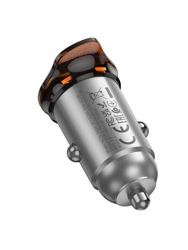 Ładowarka samochodowa Hoco USB C QC PD 30W NZ16 szara