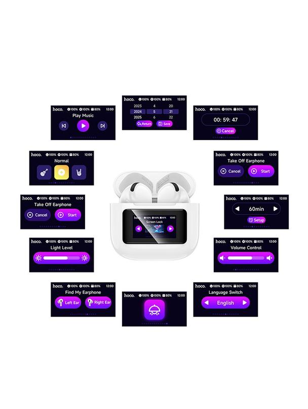 Słuchawki bezprzewodowe douszne Hoco z ekranem dotykowym TWS EW73 białe