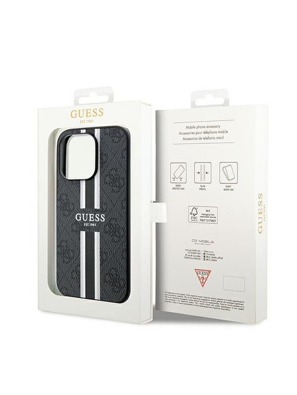 GUESS futerał do IPHONE 15 Pro kompatybilny z MagSafe GUHMP15LP4RPSK (4G Printed Stripes) czarny