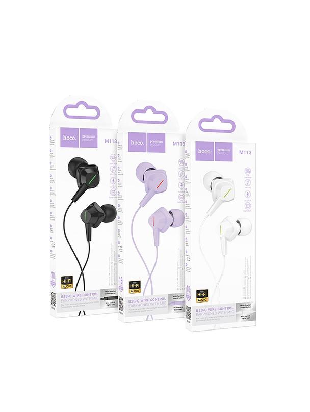 Słuchawki przewodowe douszne Lightning Hoco M113 fioletowe