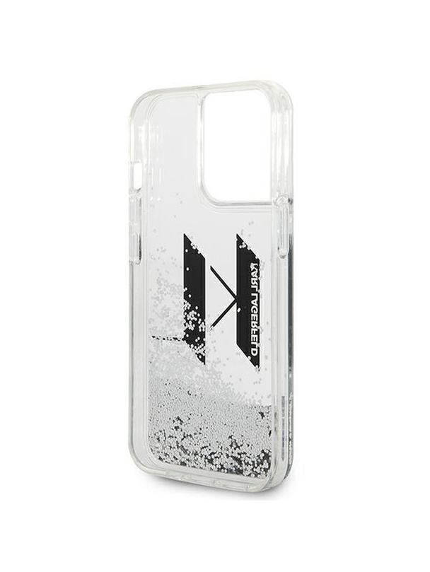 KARL LAGERFELD futerał do IPHONE 14 Pro KLHCP14LLBKLCS (Liguid Glitter Big KL Logo) srebrny