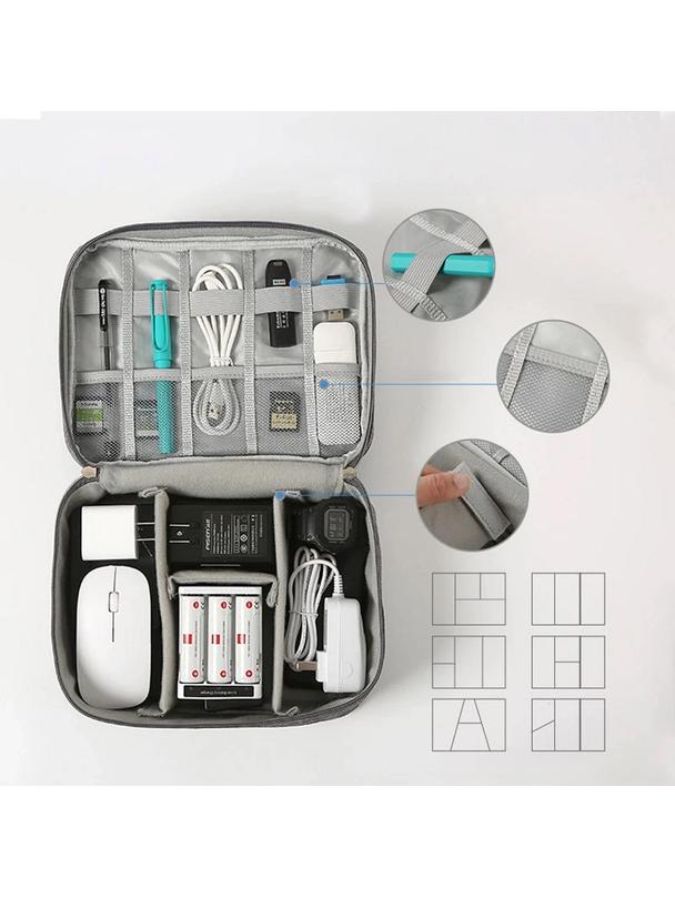Organizer podróżny z przegródkami z uchwytem R-K-1080 szary