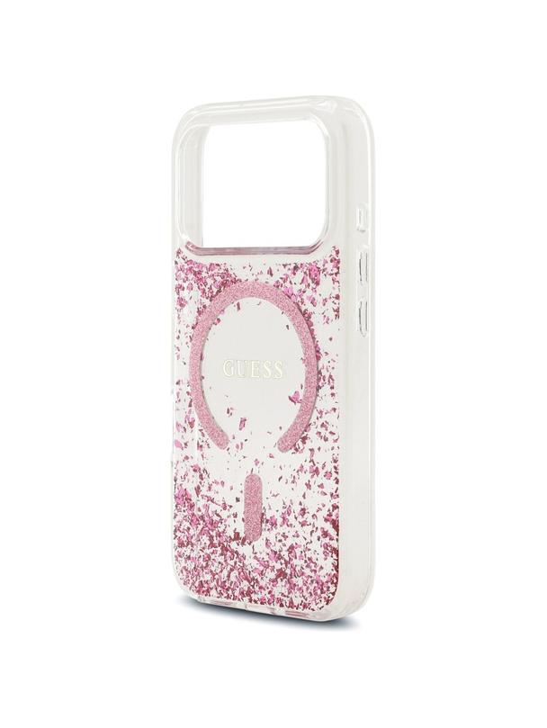 GUESS futerał do IPHONE 17 Pro kompatybilny z MagSafe GUHMP17LRGRGEP (Resin Bottom Glitter) różowy