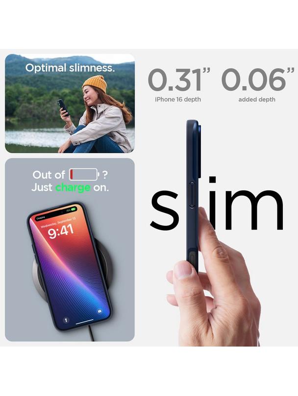 SPIGEN futerał THIN FIT MAG kompatybilny z MagSafe do IPHONE 16 navy blue