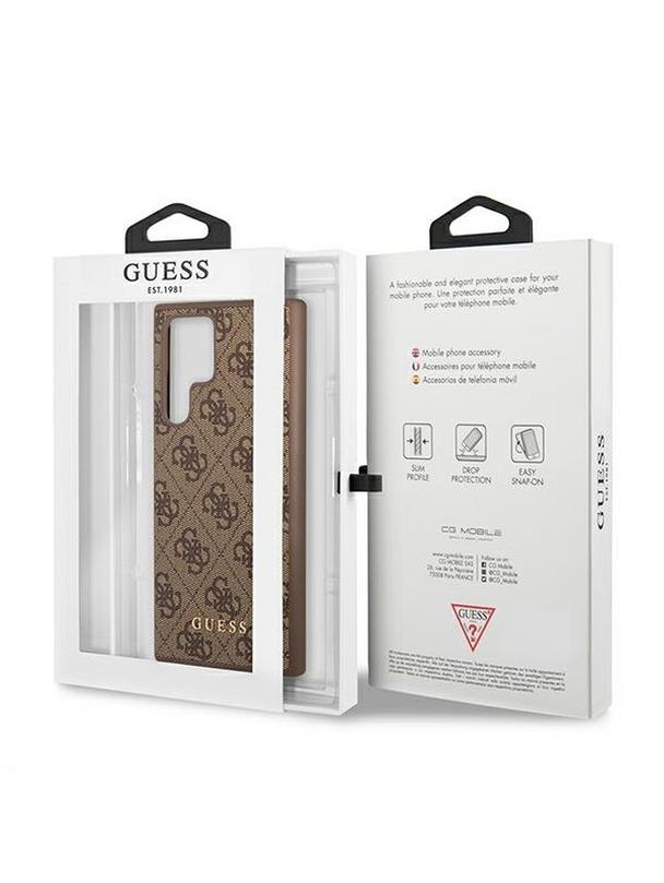 GUESS futerał do SAMSUNG S22 Ultra GUHCS22LG4GFBR (4G Metal Gold Logo) brązowy