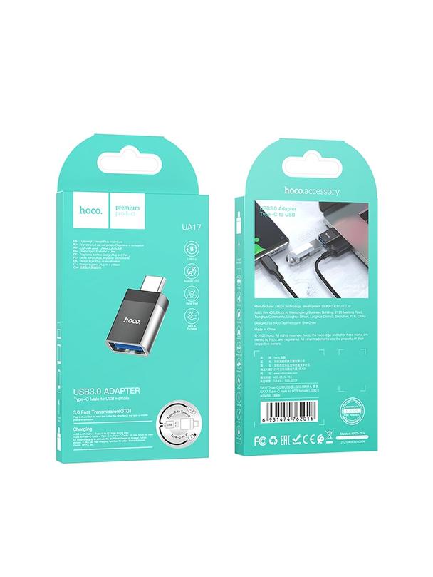 Adapter OTG USB C do USB A Hoco UA17 czarny