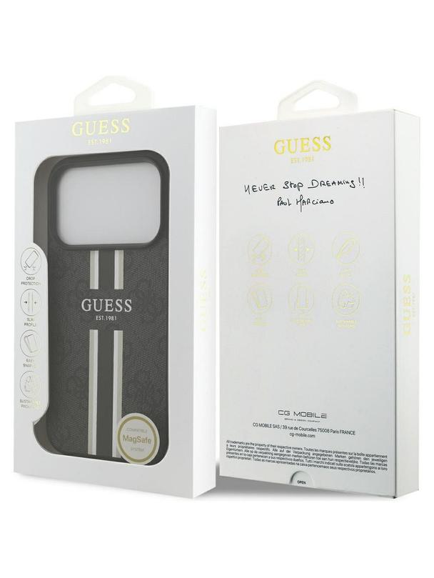 GUESS futerał do IPHONE 17 Pro kompatybilny z MagSafe GUHMP17LP4RPSK (4G Printed Stripes) czarny