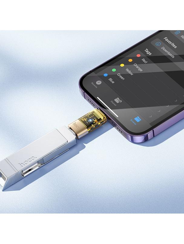 Adapter OTG Lightning do USB C Hoco UA36A transparentny złoty