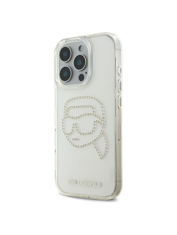 KARL LAGERFELD futerał do IPHONE 16 Pro KLHCP16LHKHDCELT (IML Rhinestones K Head) transparent