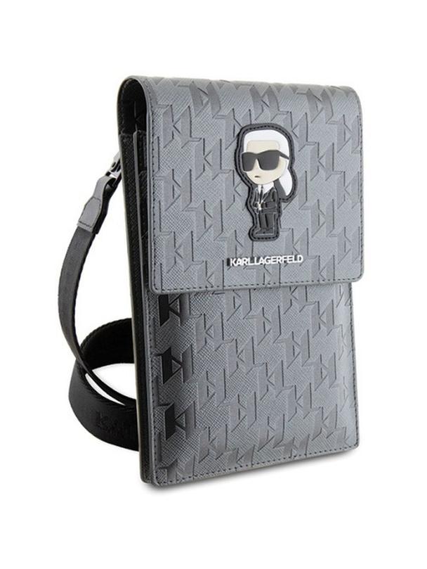 KARL LAGERFELD torebka uniwersalna na telefon KLWBSAKHPKG (Saffiano Mono Ikonik) srebrny