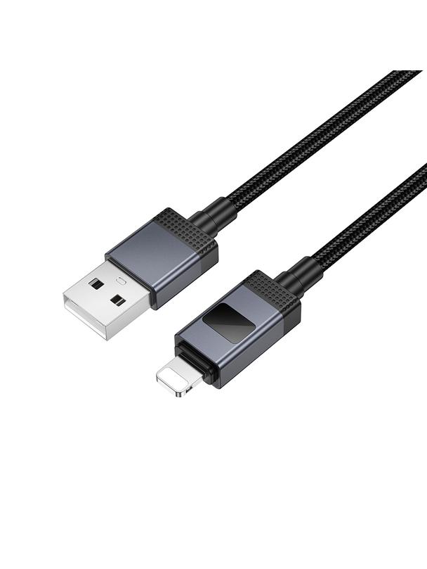 Kabel USB A do Lightning Hoco 2,4A z wyświetlaczem 1 m X118 czarny